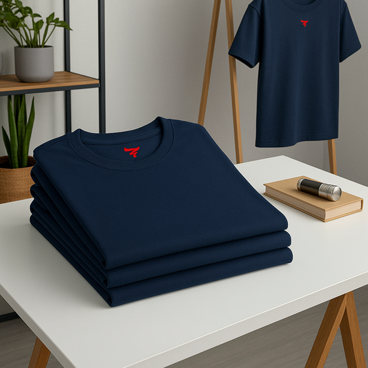 Navy Blue Classic Short Sleeves Tees