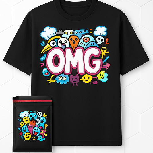 "OMG Doodle Blast" Graphic T-Shirt – Bold Streetwear in Black