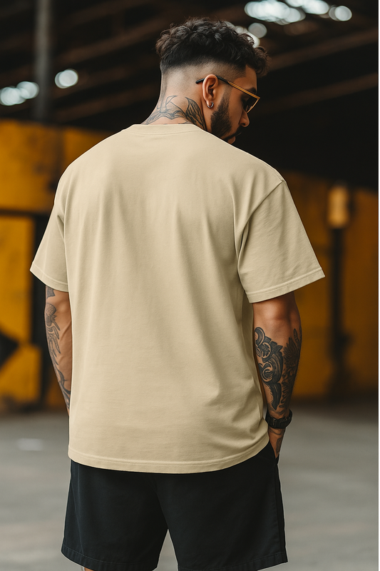 Beige Oversized Plain T-Shirt