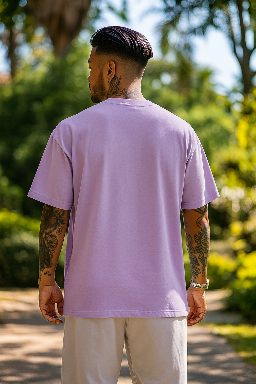 Lavender Oversized Plain T-Shirt