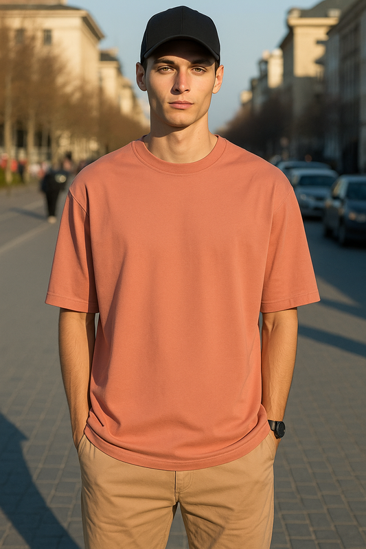 Dusty Peach Oversize Limited Edition  Plain Tee