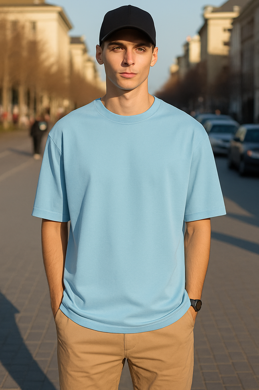 Light Sky Blue Prium Oversize Tees