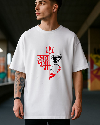 "Durga Puja " Edition Oversize White Tees