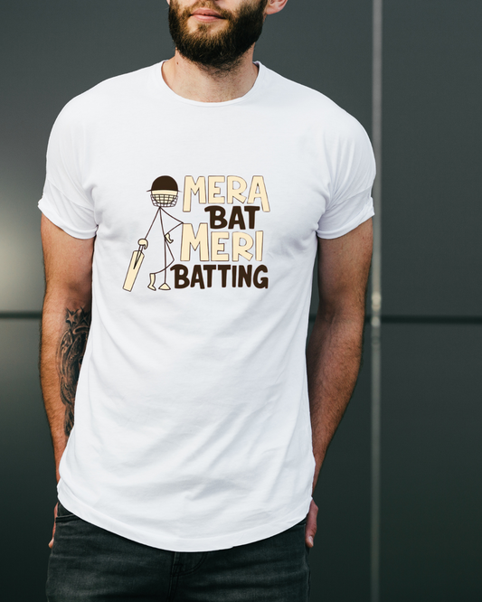 Mera Bat Meri Batting – Cricket Stick Figure Tee