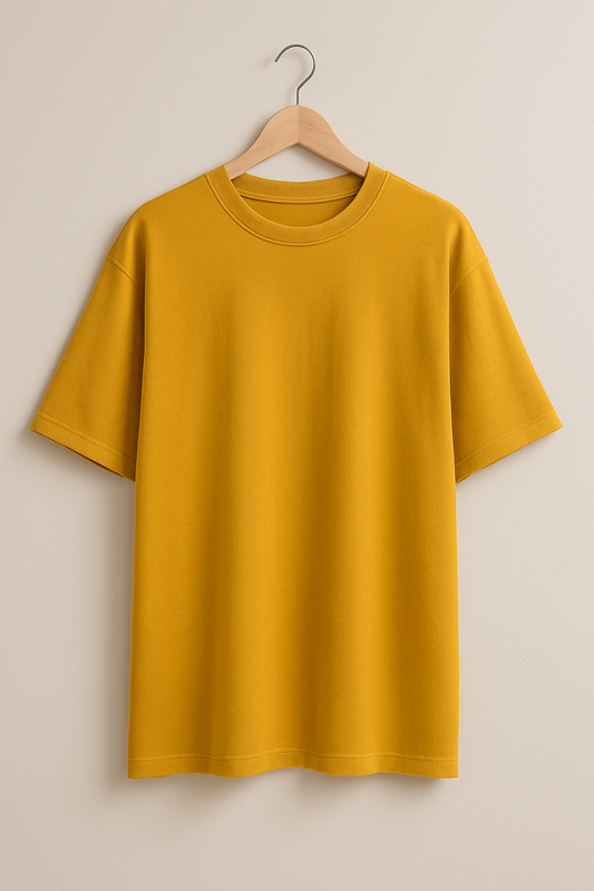 Mustard Yellow Oversized Plain T-Shirt
