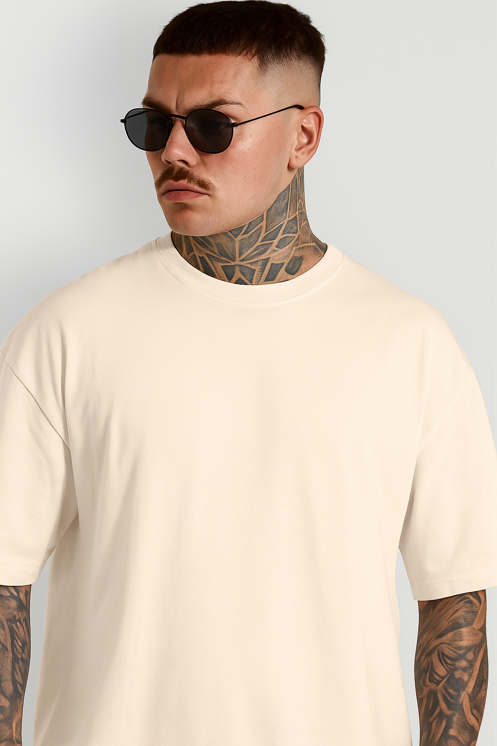 Beige Oversized Plain T-Shirt