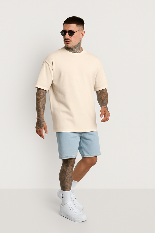 Beige Oversized Plain T-Shirt