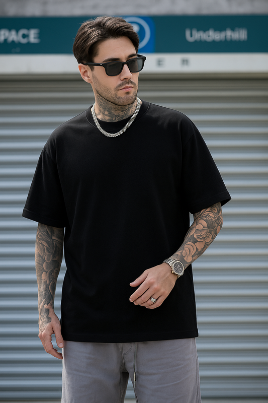 Black Oversized Plain T-Shirt