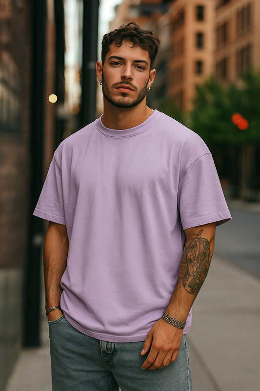 Lavender Oversized Plain T-Shirt