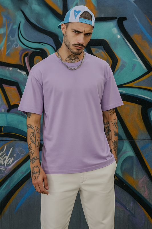 Lavender Oversized Plain T-Shirt